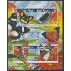 FLORES MARIPOSAS GUINEA BISSAU HOJA BLOQUE ESPECIAL NUEVA MINT